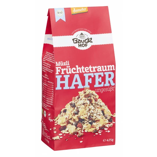 Bauckhof Demeter Bio Müzli Früchtetraum Hafer Ungesüßt 425G 1 Bauckhof Demeter Bio Müzli Früchtetraum Hafer Ungesüßt 425G