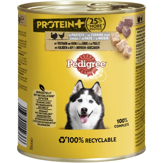 Pedigree Protein+ In Pastete Mit Truthahn Und Huhn 800G 1 Pedigree Protein+ In Pastete Mit Truthahn Und Huhn 800G