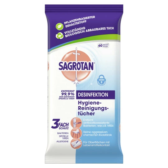 Sagrotan Hygiene-Reinigungsücher 60ST 1 Sagrotan Hygiene-Reinigungsücher 60ST